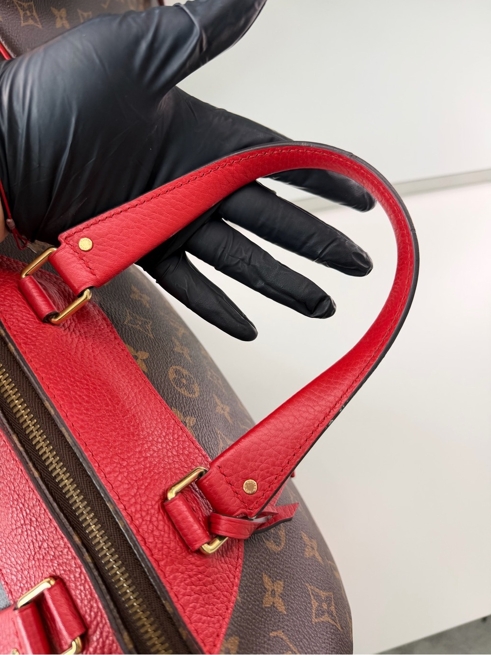 Louis Vuitton Retiro NM Monogram Canvas Coquelicot Red Satchel Bag w/ Lock Keys - Picture 6 of 11